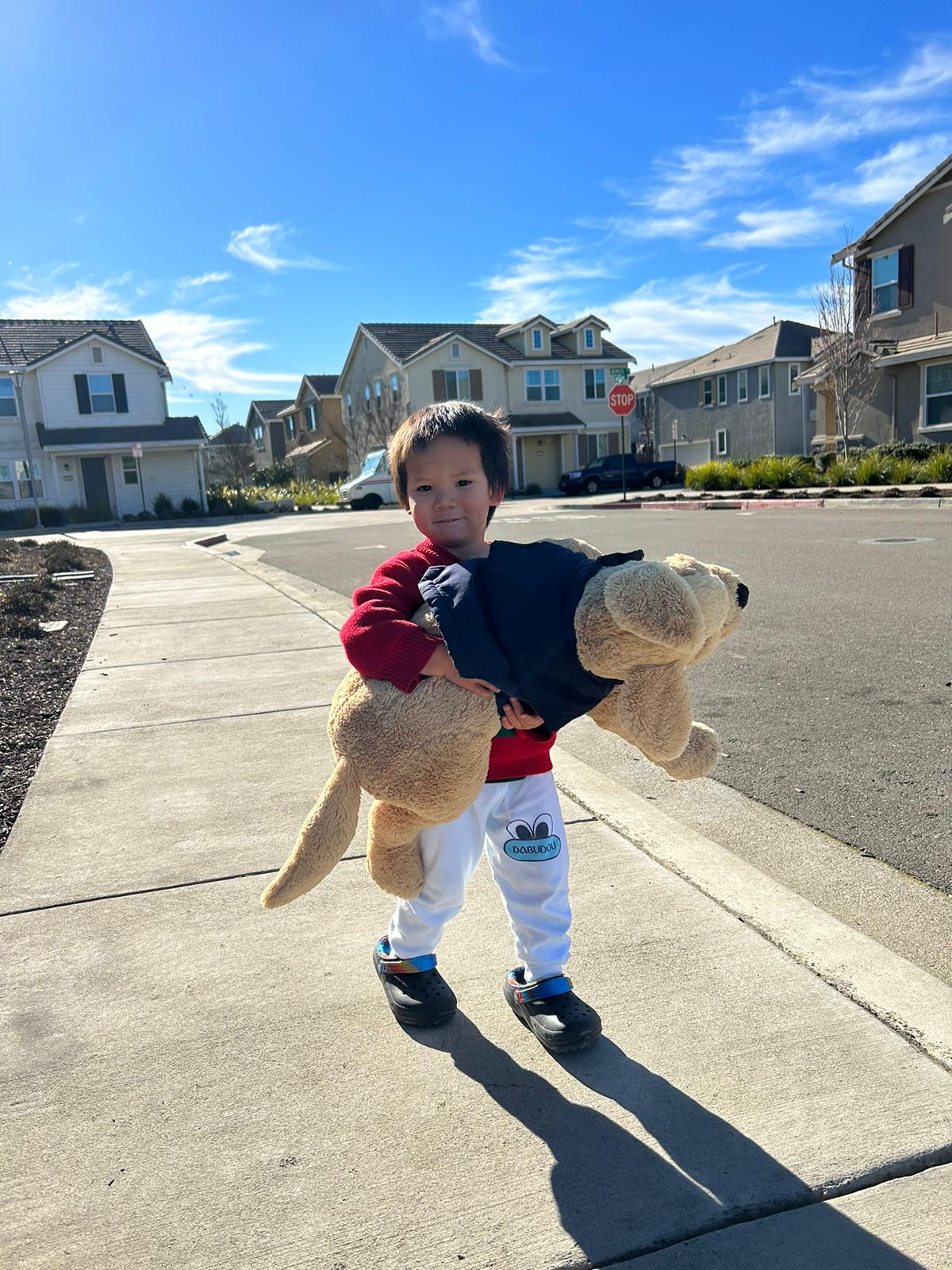 Isaac walking the dog