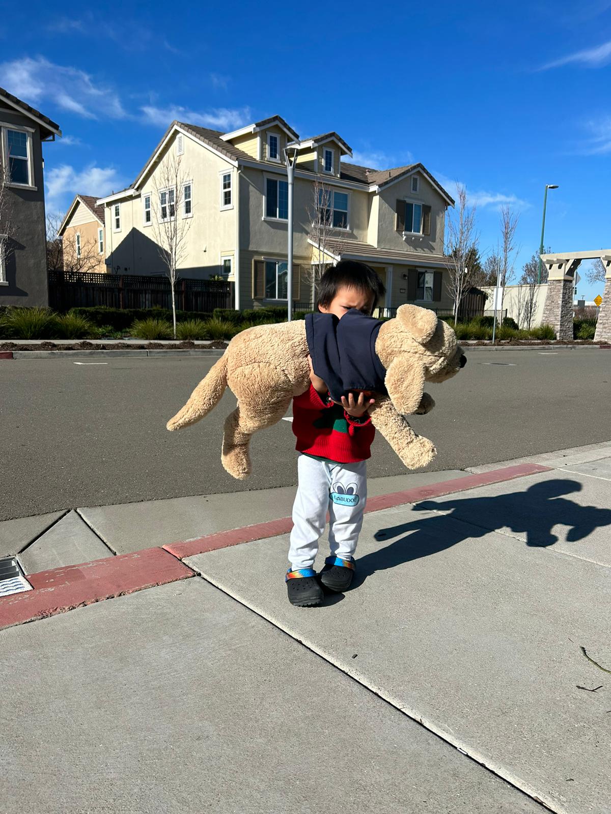 Isaac walking the dog